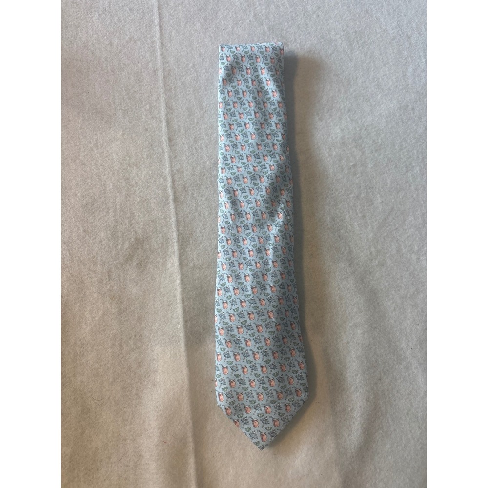 Vineyard Vines Silk Tie Mens One Size Blue Excellent Cocktail Umbrella Print